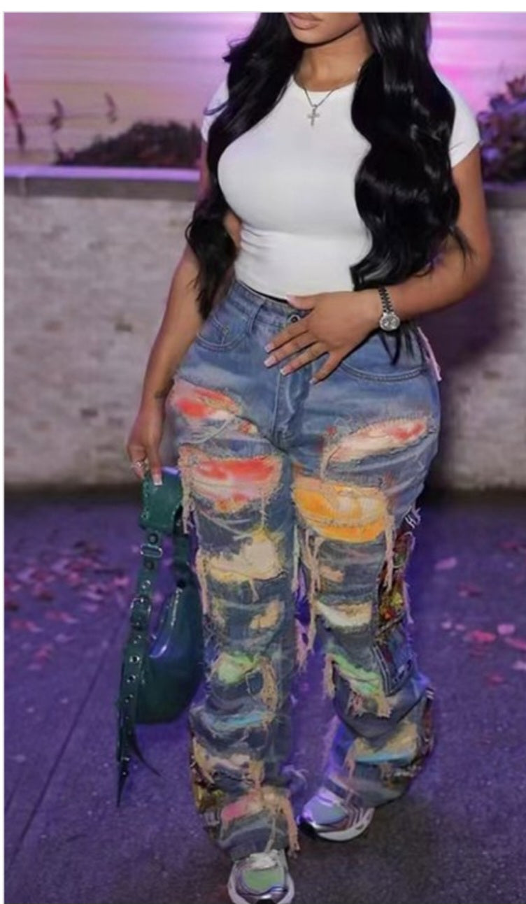 Color me Badd Denim Ripped Jeans