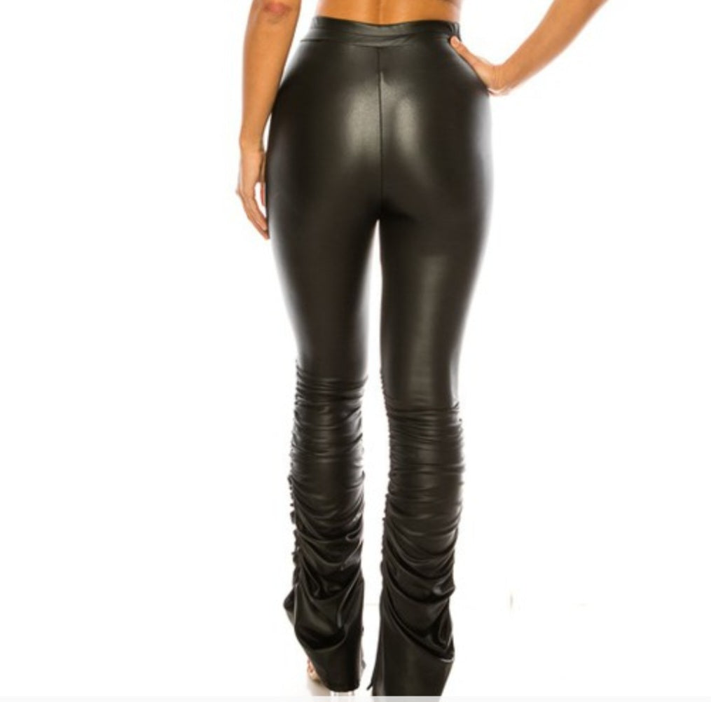 Faux leather slouch bottom pants