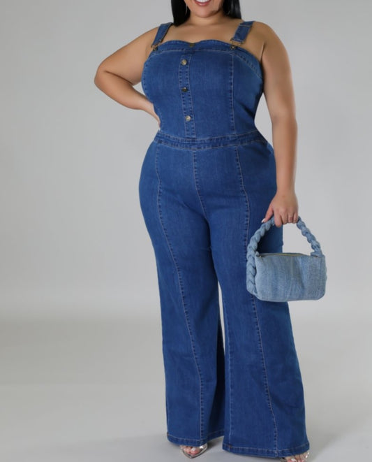 Watch Me Bloom Jean Jumpsuit PLUS